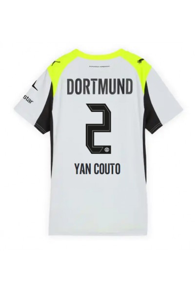 Borussia Dortmund Yan Couto #2 Jalkapallovaatteet Naisten Vieraspaita 2025-26 Lyhythihainen Borussia Dortmund Yan Couto #2 Jalkapallovaatteet Naisten Vieraspaita 2025-26 Lyhythihainen